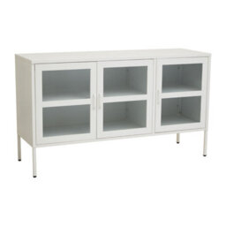 Orsina Adjustable Three Door White Metal Sideboard, Industrialmid Century Sideboard, Versatile Modern Sideboard - thumbnail 3
