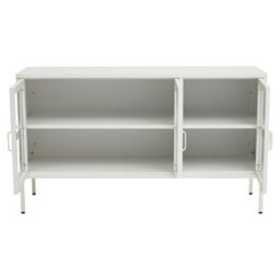 Orsina Adjustable Three Door White Metal Sideboard, Industrialmid Century Sideboard, Versatile Modern Sideboard - thumbnail 2