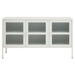Orsina Adjustable Three Door White Metal Sideboard, Industrialmid Century Sideboard, Versatile Modern Sideboard - thumbnail 1