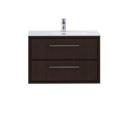 Royal Bathrooms Livora 800mm Walnut Woodgrain Wall Hung Bathroom Vanity Unit 2 Drawer Storage Cabinet With Ceramic Basin - thumbnail 5