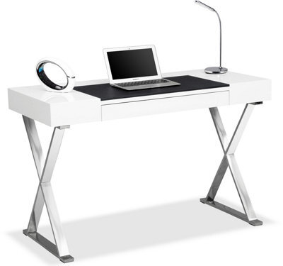 Centurion Supports Adonis Gloss White And Chrome Ergonomic Home Office Luxury Computer Desk - image 1