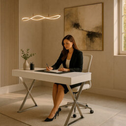 Centurion Supports Adonis Gloss White And Chrome Ergonomic Home Office Luxury Computer Desk - thumbnail 9