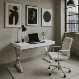 Centurion Supports Adonis Gloss White And Chrome Ergonomic Home Office Luxury Computer Desk - thumbnail 3