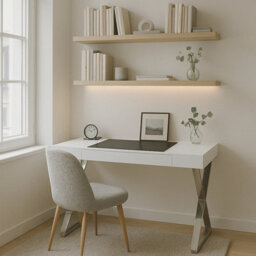 Centurion Supports Adonis Gloss White And Chrome Ergonomic Home Office Luxury Computer Desk - thumbnail 7