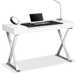 Centurion Supports Adonis Gloss White And Chrome Ergonomic Home Office Luxury Computer Desk - thumbnail 1