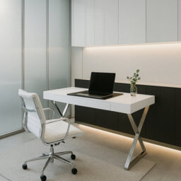 Centurion Supports Adonis Gloss White And Chrome Ergonomic Home Office Luxury Computer Desk - thumbnail 5