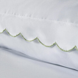 Ohs Scallop Edge Bedding Set Microfibre Duvet Cover With Pillowcase, White/sage - Double - thumbnail 4