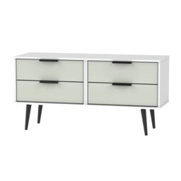 Ready Assembled Matt Grey & White No Effect 4 Drawer Wide Chest (H)570mm (W)1145mm (D)395mm - thumbnail 2