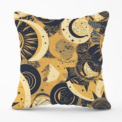 Warren Reed Designer Blue Gold Moon And Sun Cushions 60Cm X 60Cm - image 1