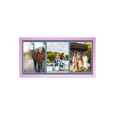 AK Frames 16X8 White Sleek Multi Photo Frame With Pompadour Mount - Holds 3 Apertures (3X) 7X5 Photos - image 1