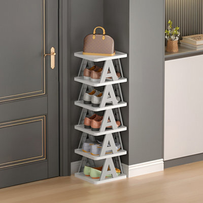 Thehotsale 6-Tier Foldable Shoe Rack Plastic Shoe Rack In Grey For Home - image 1