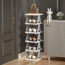 Thehotsale 6-Tier Foldable Shoe Rack Plastic Shoe Rack In Grey For Home - thumbnail 2