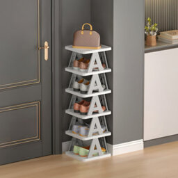 Thehotsale 6-Tier Foldable Shoe Rack Plastic Shoe Rack In Grey For Home