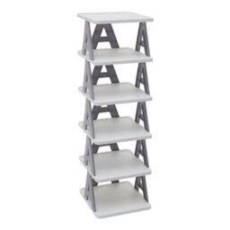 Thehotsale 6-Tier Foldable Shoe Rack Plastic Shoe Rack In Grey For Home - thumbnail 4