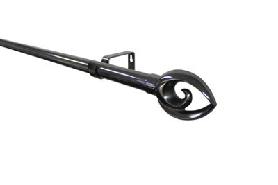 GoodHome Kilmos Gloss Black Nickel Effect Extendable Bullet Curtain Pole Set, (L)2000mm-3300mm (Dia)28mm - image 1