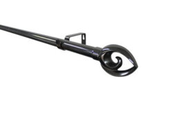 GoodHome Kilmos Gloss Black Nickel Effect Extendable Bullet Curtain Pole Set, (L)2000mm-3300mm (Dia)28mm - thumbnail 1