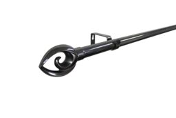 GoodHome Kilmos Gloss Black Nickel Effect Extendable Bullet Curtain Pole Set, (L)2000mm-3300mm (Dia)28mm - thumbnail 2
