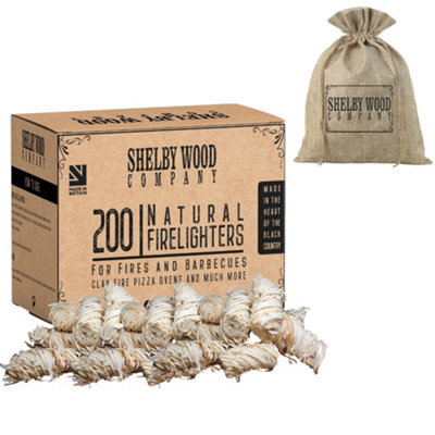 Shelby Wood Company Natural Wood Firelighters 200 Eco Wax Coated Wood Wool Flame Fire Starters For Indoor/outdoor Fires & Bbq's - image 1