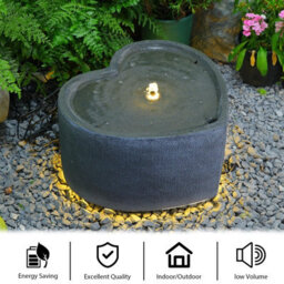 Bumilgar Elegant Love Shape Water Fountain With Led Lights For Garden And Outdoor Decor 28Cm Grey - thumbnail 4