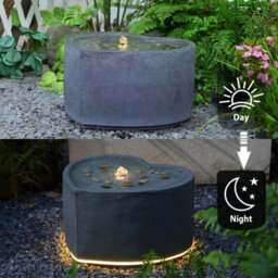 Bumilgar Elegant Love Shape Water Fountain With Led Lights For Garden And Outdoor Decor 28Cm Grey - thumbnail 6