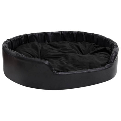 Berkfield Luxury Dog Bed Black 99X89X21 Cm Plush And Faux Leather - image 1