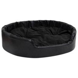 Berkfield Luxury Dog Bed Black 99X89X21 Cm Plush And Faux Leather