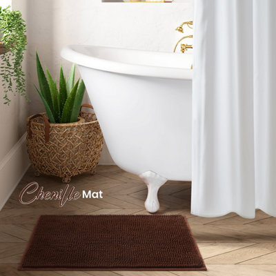 Ameha Brown Chenille Mat 40X60Cm, Extra Soft, Non-Slip, Absorbent Bath Rug & Doormat - image 1