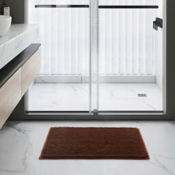 Ameha Brown Chenille Mat 40X60Cm, Extra Soft, Non-Slip, Absorbent Bath Rug & Doormat - thumbnail 3
