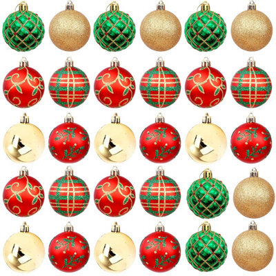 CLEFFNS 30Pcs Christmas Balls Ornaments, Shatterproof Xmas Tree Decorations, Hanging Bulbs Baubles Set With String For Holiday Party Decor - image 1