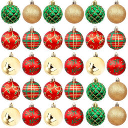 CLEFFNS 30Pcs Christmas Balls Ornaments, Shatterproof Xmas Tree Decorations, Hanging Bulbs Baubles Set With String For Holiday Party Decor - thumbnail 1