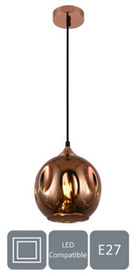 Harper Living Pendant Ceiling Light, Rose Gold Finish, Dome Shade, Adjustable Height - image 1