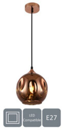Harper Living Pendant Ceiling Light, Rose Gold Finish, Dome Shade, Adjustable Height - thumbnail 1