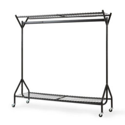 House Of Home Heavy Duty Metal Clothes Rail On Wheels With 2 Shelves, Shoe Rack Storage & Organiser Black, 5Ft X 5Ft - thumbnail 3