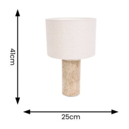 Valuelights Chloe Pair Of - Natural Marble Effect Bedside Table Lamp With Neutral Linen Shade - thumbnail 4