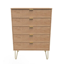 Honshu 5 Drawer Chest Of Drawers In Nebraska Oak (Ready Assembled) - thumbnail 1
