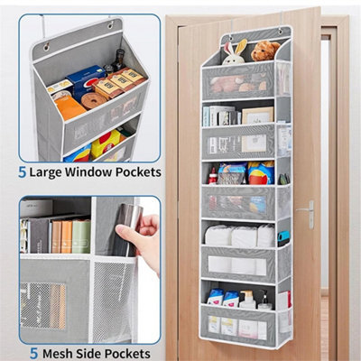5 Pockets Over The Door Hanging Organiser Space Saving Wardrobe Toys Storage - image 1