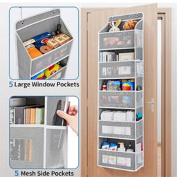 5 Pockets Over The Door Hanging Organiser Space Saving Wardrobe Toys Storage - thumbnail 1