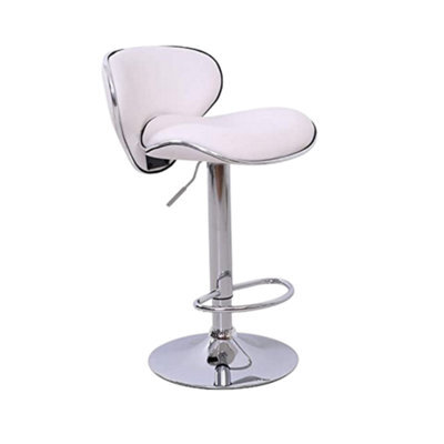 Evre White Bar Stool Faux Leather Adjustable Height With Swivel Seat For Pub Kitchen Reception - image 1