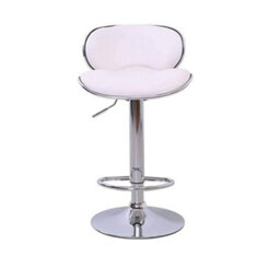 Evre White Bar Stool Faux Leather Adjustable Height With Swivel Seat For Pub Kitchen Reception - thumbnail 2