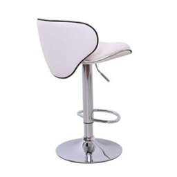 Evre White Bar Stool Faux Leather Adjustable Height With Swivel Seat For Pub Kitchen Reception - thumbnail 4