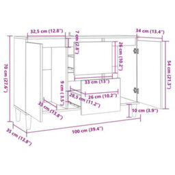 Vidaxl Sideboard Concrete Grey 101X35X70 Cm Engineered Wood - thumbnail 9