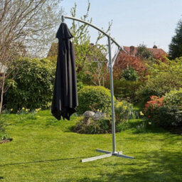 Home Source Gozo 3M Garden Outdoor Overhanging Cantilever Crank Parasol Black - thumbnail 2