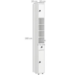 Tall Bathroom Cabinet Narrow Storage Unit Shelving Drawer Cupboard - thumbnail 2