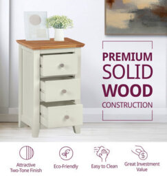 Hallowood Furniture Clifton Oak Painted Bedside Table - thumbnail 4