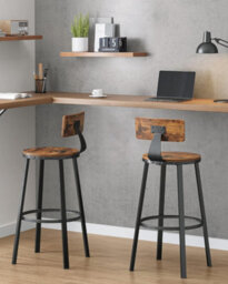 Songmics Tall Bar Seats, Set Of 4 Stools With Backrest, Counter Chairs, Steel Frame, High Seat, Industrial, Rustic Brown And Black - thumbnail 3