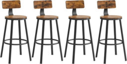 Songmics Tall Bar Seats, Set Of 4 Stools With Backrest, Counter Chairs, Steel Frame, High Seat, Industrial, Rustic Brown And Black - thumbnail 7