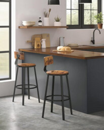 Tall Bar Seats, Set Of 4 Stools With Backrest, Counter Chairs, Steel Frame, High Seat, Industrial, Rustic Brown And Black
