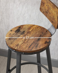 Songmics Tall Bar Seats, Set Of 4 Stools With Backrest, Counter Chairs, Steel Frame, High Seat, Industrial, Rustic Brown And Black - thumbnail 5