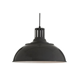 Orsina Ridged Bowl Grey Pendant Light, Curved Hanging Lamp With Retro Vent Holder, Modern Ceiling Pendant Light - thumbnail 1