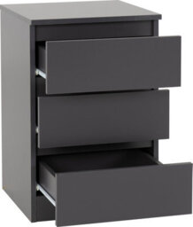 Seconique Malvern Pair Of Bedsides 3 Drawer Grey Finish Recessed Handles Metal Runners - thumbnail 2